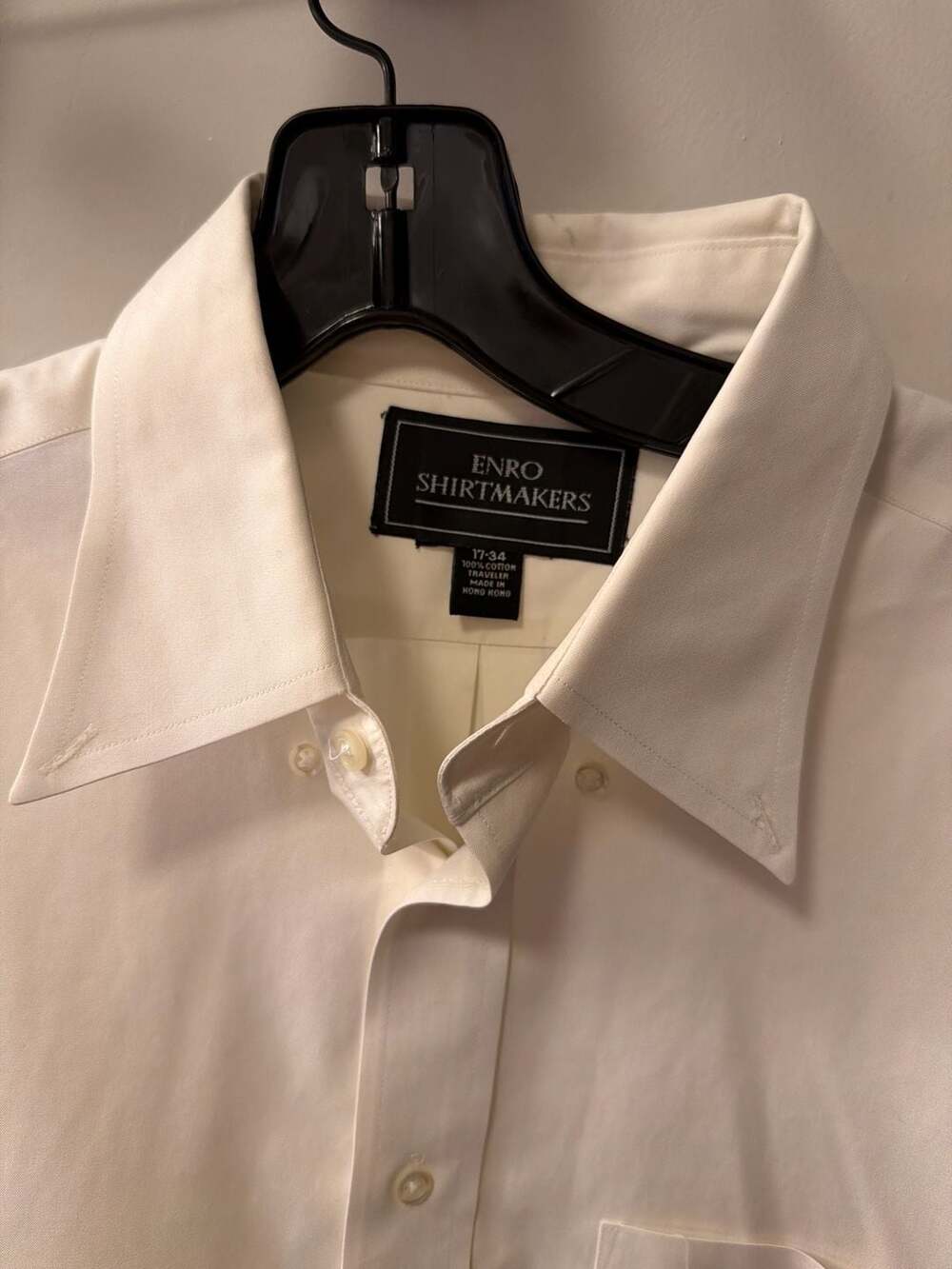 Enro Shirtmakers Traveler Off-White Button Down Dress‎ Shirt Size 17-34